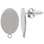 Clous d'oreilles ovale lisse 14x10 mm - Acier inoxydable 316L x2|raw }}