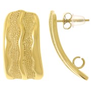 Clous d'oreilles rectangle texturé 24x12mm - Acier inoxydable 304L Doré x2|raw }}