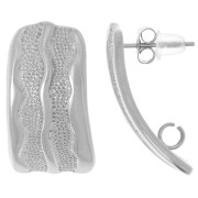 Clous d'oreilles rectangle texturé 24x12mm - Acier inoxydable 304L x2