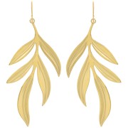 Boucles d'oreilles pendantes feuilles 72x29mm - Acier inoxydable 316L Doré x2