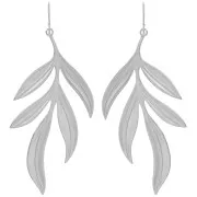 Boucles d'oreilles pendantes feuilles 72x29mm - Acier inoxydable 316L x2
