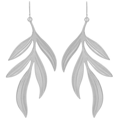 Boucles d'oreilles pendantes feuilles 72x29mm - Acier inoxydable 316L x2