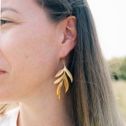 Boucles d'oreilles pendantes feuilles 72x29mm - Acier inoxydable 316L x2