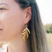 Boucles d'oreilles pendantes feuilles 72x29mm - Acier inoxydable 316L x2