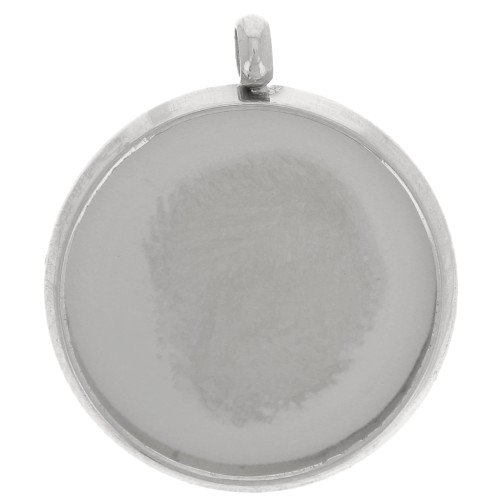 Serti pendentif pour cabochon fond plat 12 mm - Acier inoxydable 303L x1