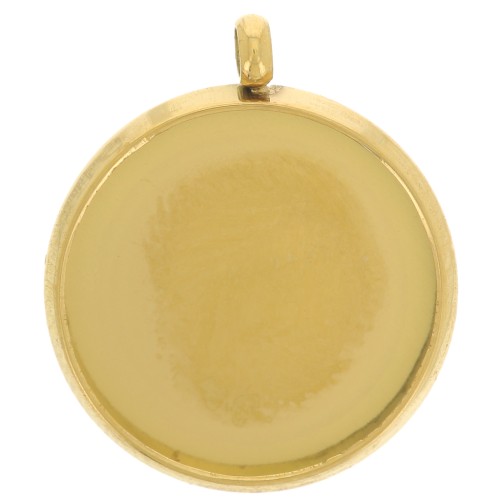 Serti pendentif pour cabochon fond plat 12 mm - Acier inoxydable 303L Doré x1