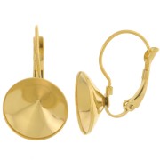 Boucles d'oreilles Dormeuses pour cabochon Rivoli 1122 14 mm en Acier Inox 303L x2|raw }}