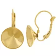 Boucles d'oreilles Dormeuses pour cabochon Rivoli 1122 14 mm en Acier Inox 303L x2