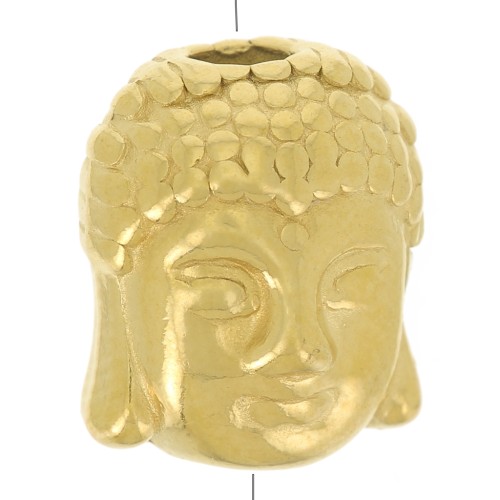 Perle tête de Bouddha 9x11 mm - Acier inoxydable 316L Doré x1