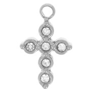 Breloque croix avec oxydes de zirconium 11x6 mm - Acier inoxydable 304L x1|raw }}