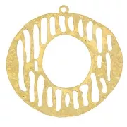 Pendentifs irrégulier martelé 30 mm motif graphique Acier inoxydable 316L Doré x2