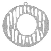 Pendentifs irrégulier martelé 30 mm motif graphique Acier inoxydable 316L x2