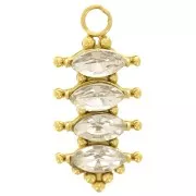 Pendentif barre 17x8 mm avec oxydes zirconium - Acier inox 304L Doré - Crystal x1