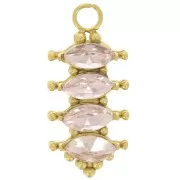 Pendentif barre 17x8 mm avec oxydes zirconium - Acier inox 304L Doré - Rose x1