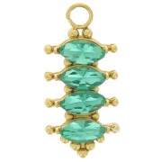 Pendentif barre 17x8 mm avec oxydes zirconium - Acier inox 304L Doré - Emeraude x1