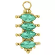 Pendentif barre 17x8 mm avec oxydes zirconium - Acier inox 304L Doré - Emeraude x1