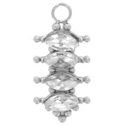 Pendentif barre 17x8 mm avec oxydes zirconium - Acier inox 304L - Crystal x1