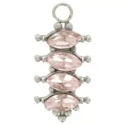 Pendentif barre 17x8 mm avec oxydes zirconium - Acier inox 304L - Rose x1