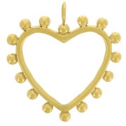 Pendentif coeur évidé avec petites boule 20x18 mm Acier inoxydable 304L Doré x1|raw }}