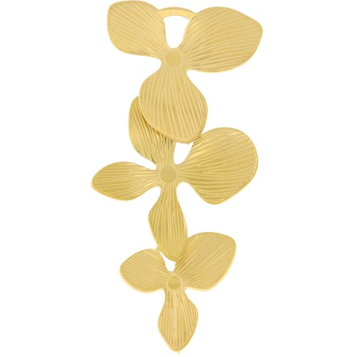 Pendentifs intercalaires 3 fleurs orchidées 45x22 mm Acier inoxydable 316L Doré x2