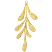 Pendentifs feuilles 56x24 mm - Acier inoxydable 304L Doré x2