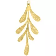 Pendentifs feuilles 56x24 mm - Acier inoxydable 304L Doré x2