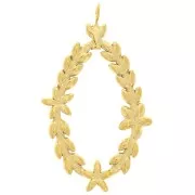 Pendentifs couronne feuille de laurier 34x19 mm - Acier inoxydable 304L Doré x2