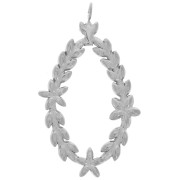 Pendentifs couronne feuille de laurier 34x19 mm - Acier inoxydable 304L x2