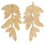 Pendentifs feuilles martelées avec chaîne 43x23 mm - Acier inoxydable 304L Doré x2|raw }}