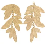 Pendentifs feuilles martelées avec chaîne 43x23 mm - Acier inoxydable 304L Doré x2