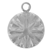 Breloque ronde 7 mm motif étoile de Nord - Acier inoxydable 304L x1