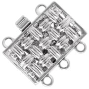 Fermoir rectangle 3 rangs à clipser 14x9 mm - motif tressage - White Bronze x1