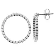 Boucles d'oreilles cercle avec petites boules 19 mm Placage argent fin vieilli x2