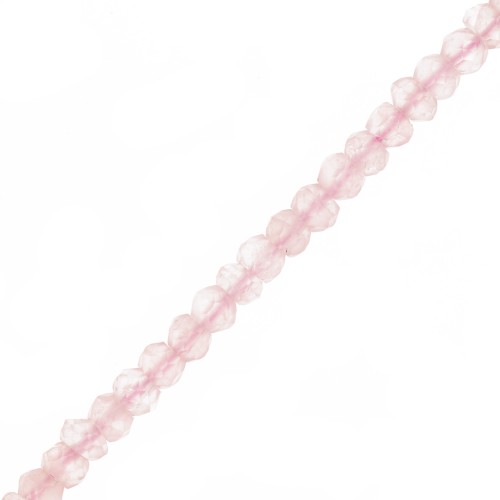Perles rondes aplaties facettées 4x3 mm - Quartz Rose x35cm