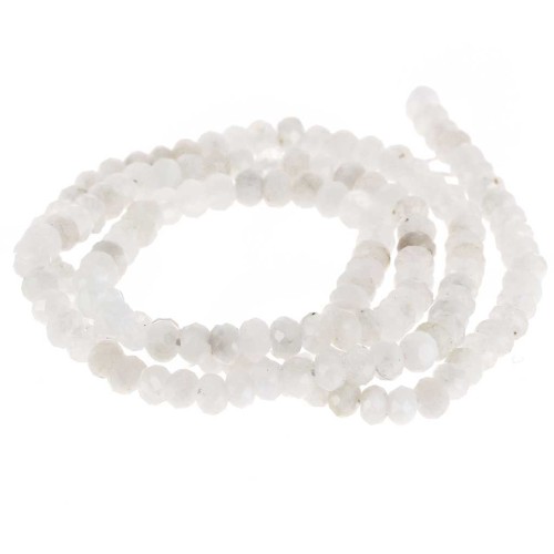 Perles rondes aplaties facettées 4x3 mm - Pierre de Lune x35cm