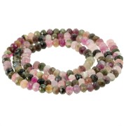 Perles rondes aplaties facettées 4x3 mm - Mix Tourmaline x35cm