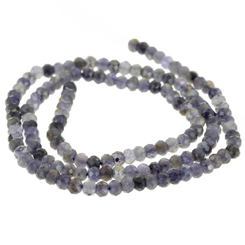 Perles rondes aplaties facettées 4x3 mm - Iolite x35cm
