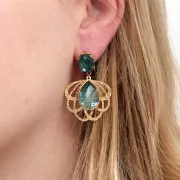 Cabochon PureCrystal 4320 18x13 mm - Crystal Pine Green Ignite x1