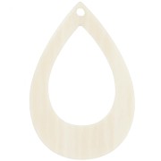 Pendentif goutte évidée en résine opaque 44x29.5 mm - Ecru marbré x1|raw }}