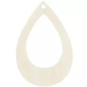Pendentif goutte évidée en résine opaque 44x29.5 mm - Ecru marbré x1