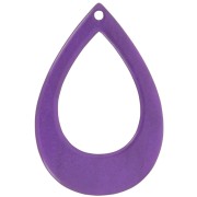 Pendentif goutte évidée en résine opaque 44x29.5 mm - Aubergine marbré x1