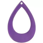 Pendentif goutte évidée en résine opaque 44x29.5 mm - Aubergine marbré x1