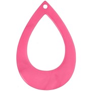 Pendentif goutte évidée en résine opaque 44x29.5 mm - Rose fluo marbré x1|raw }}