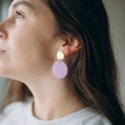 Pendentif rond 30 mm en acétate transparent - Bleu roi x1