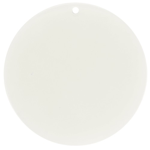 Pendentif rond en acrylique transparent 50 mm - Blanc écru x1