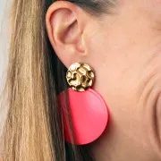 Pendentif rond en acrylique transparent 50 mm - Blanc écru x1