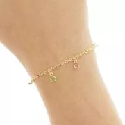 Chaîne maille forçat 1.9 mm avec mini breloque en verre 4.5 mm Doré - Multi x 50cm