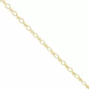 Chaîne maille fantaisie avec anneaux ovales striés - 5 mm - Doré x50cm