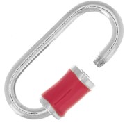 Fermoir ovale à visser 18x9 mm - Argent 925 - Resine Epoxy Corail x1