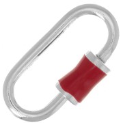 Fermoir ovale à visser 18x9 mm - Argent 925 - Resine Epoxy Rouge x1